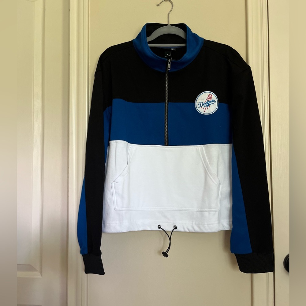 The Wild Collective Los Angeles Dodgers Color Block Half-Zip Jacket LARGE